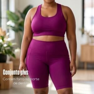 Conjunto Fitness Plus Size Roxo