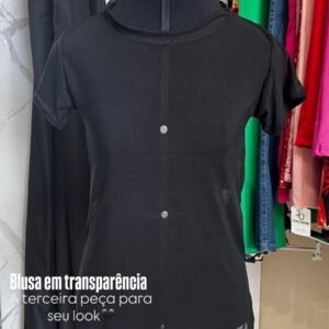 Blusa Transparente Manga Curta