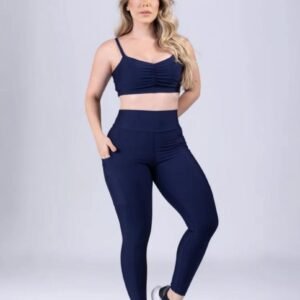Conjunto Fitness Top e Legging com Bolso