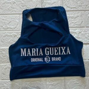 Top Cropped Maria Gueixa Azul Marinho