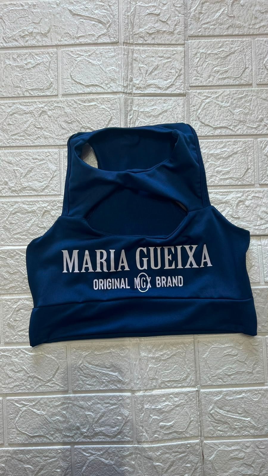 Top Cropped Maria Gueixa Azul Marinho