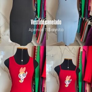 Vestido Canelado Powerpuff Girls